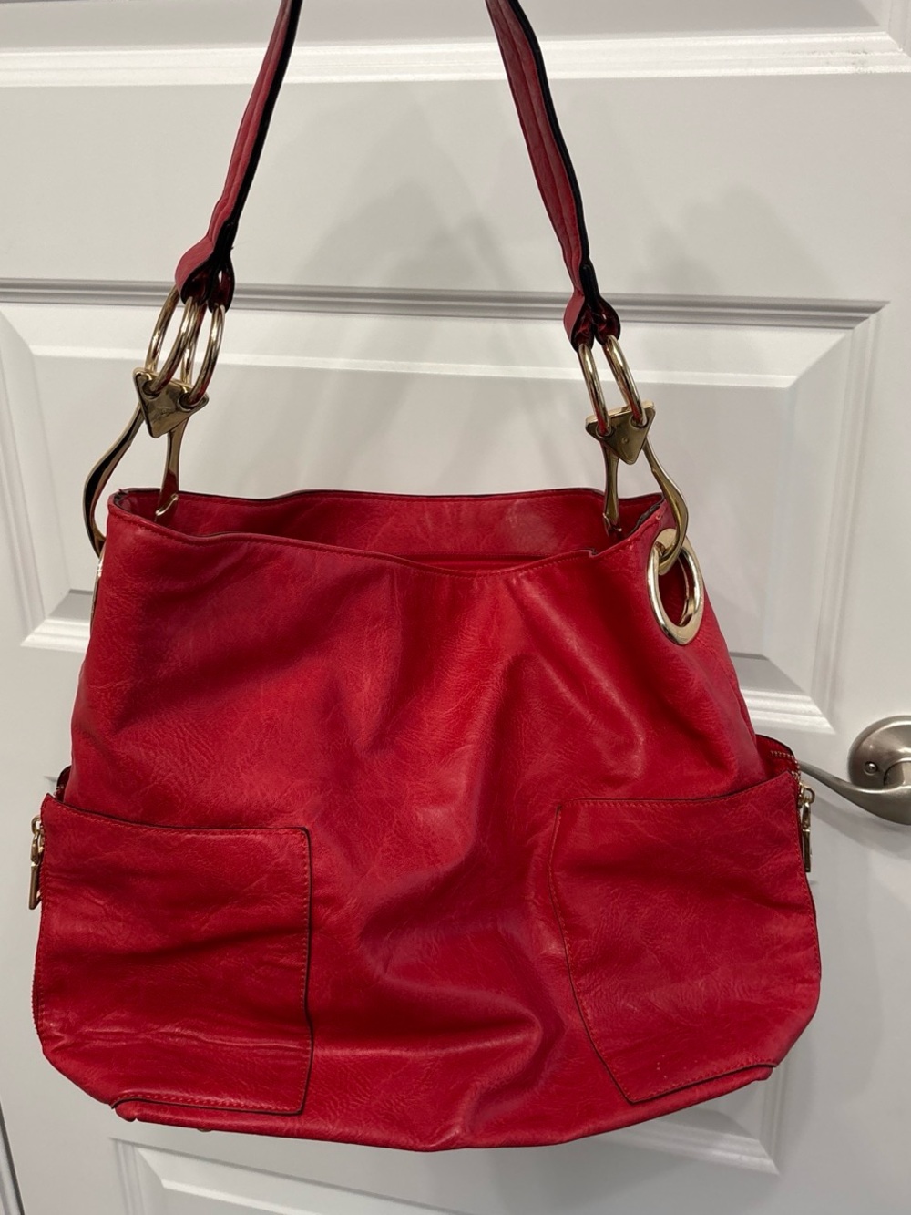 Red Women's Casual Hobo Shoulder Tote Bag
